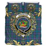 Douglas Modern Tartan Crest Bedding Set - Golden Thistle Style